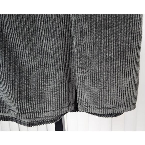 Aerie Corduroy Micro Mini Skirt Front Slit Elastic Waist Dark Grey Medium New - Picture 8 of 12